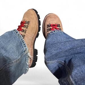 Vintage hiking boots with red laces size 7 mens | womens size 8 MONTBLANC